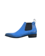 Handcrafted Blue Leather High Ankle Chelsea Boots | Elegant Men's Slip-On Dress Shoes - Image 7