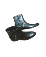Handcrafted Black Leather Side-Zip Boots | Elegant Men's Dress Shoes with Rounded Strap - Image 2