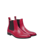 Handcrafted Burgundy Leather Chelsea Boots | Elegant Men's Ankle High Slip-On Shoes - Image 6