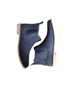 Handcrafted Navy Blue Suede Chelsea Boots | Stylish Men's Crepe Sole Slip-On Shoes - Image 3