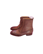 Handcrafted Chocolate Brown Leather Wing Tip Boots | Elegant Men's High Ankle Lace-Up Shoes