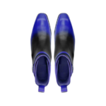 Handcrafted Blue & Black Hand-Painted Leather Jodhpur Boots | Elegant Men's Rounded Strap Dress Shoes