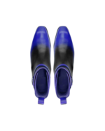 Handcrafted Blue & Black Hand-Painted Leather Jodhpur Boots | Elegant Men's Rounded Strap Dress Shoes