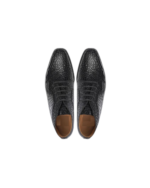 Handcrafted Black Crocodile Textured Leather Chukka Boots | Elegant Men's Lace-Up Dress Shoes - Image 5