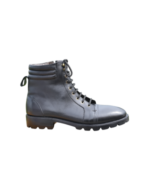 Handcrafted Black Leather Military-Style Boots | Elegant Men's Ankle High Lace-Up Shoes with Side Zipper - Image 3