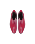 Handcrafted Burgundy Leather Chelsea Boots | Elegant Men's Ankle High Slip-On Shoes - Image 3