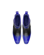 Handcrafted Blue & Black Hand-Painted Leather Jodhpur Boots | Elegant Men's Rounded Strap Dress Shoes - Image 5