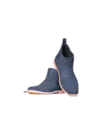 Handcrafted Navy Blue Suede Chelsea Boots | Stylish Men's Crepe Sole Slip-On Shoes - Image 5
