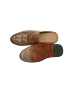 Handcrafted Tan Brown Leather Apron Toe Mules | Stylish Men's Slip-On Backless Loafers - Image 5