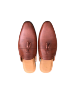 Handcrafted Burgundy Leather Tassel Mules | Stylish Men's Slip-On Backless Dress Shoes - Image 2