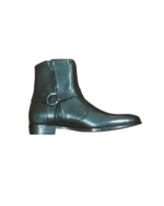 Handcrafted Black Leather Side-Zip Boots | Elegant Men's Dress Shoes with Rounded Strap - Image 12