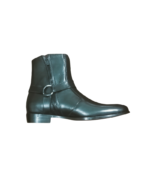 Handcrafted Black Leather Side-Zip Boots | Elegant Men's Dress Shoes with Rounded Strap - Image 5