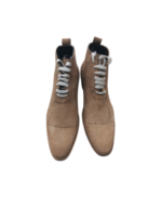 Handcrafted Tobacco Suede Cap Toe Boots | Elegant Men's Lace-Up Dress Shoes - Image 6