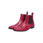 Handcrafted Burgundy Leather Chelsea Boots | Elegant Men's Ankle High Slip-On Shoes