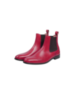 Handcrafted Burgundy Leather Chelsea Boots | Elegant Men's Ankle High Slip-On Shoes