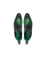 Handcrafted  Green Hand-Painted Leather Chelsea Boots | Stylish Men's Half Ankle Slip-On Shoes - Image 5