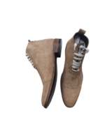 Handcrafted Tobacco Suede Cap Toe Boots | Elegant Men's Lace-Up Dress Shoes - Image 8