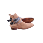Handcrafted Camel Brown Suede Jodhpur Boots | Elegant Men's High Ankle Shoes with Embroidered Strap and Steel Chain