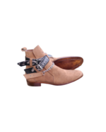 Handcrafted Camel Brown Suede Jodhpur Boots | Elegant Men's High Ankle Shoes with Embroidered Strap and Steel Chain