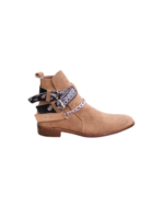 Handcrafted Camel Brown Suede Jodhpur Boots | Elegant Men's High Ankle Shoes with Embroidered Strap and Steel Chain - Image 2