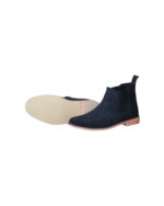 Handcrafted Navy Blue Suede Chelsea Boots | Stylish Men's Crepe Sole Slip-On Shoes - Image 6