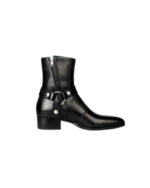 Handcrafted Black Leather Side-Zip Boots | Elegant Men's Dress Shoes with Rounded Strap - Image 10
