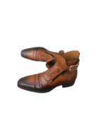 Handcrafted Brown Leather High Ankle Boots | Elegant Men's Side-Zip Cap Toe with Buckle Strap - Image 3