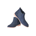 Handcrafted Navy Blue Suede Chelsea Boots | Stylish Men's Crepe Sole Slip-On Shoes