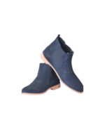 Handcrafted Navy Blue Suede Chelsea Boots | Stylish Men's Crepe Sole Slip-On Shoes