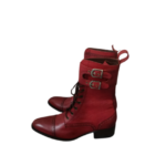 Handcrafted Burgundy Leather Cap Toe Boots | Elegant Men's High Ankle Lace-Up with Buckle Strap