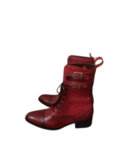 Handcrafted Burgundy Leather Cap Toe Boots | Elegant Men's High Ankle Lace-Up with Buckle Strap