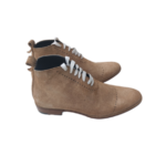 Handcrafted Tobacco Suede Cap Toe Boots | Elegant Men's Lace-Up Dress Shoes