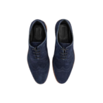 Handcrafted Navy Blue Suede Wing Tip Brogue Shoes | Elegant Men's Lace-Up Dress Footwear