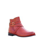 Handmade Burgundy Color Genuine Leather Stylish Rounded Strap Jodhpurs Dress Boots - Image 2