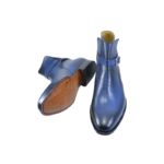 Handmade Blue Genuine Leather Jodhpurs Boots – Premium Leather, Lace-Up, Durable & Comfortable