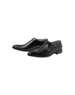 Handmade Black Color Genuine Leather Classic Double Buckle Strap Brogue Toe Drerss Shoes - Image 4