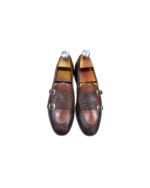 Handmade Brown Genuine Leather Monk Strap Shoes – Premium Leather, Stylish & Comfortable for Men