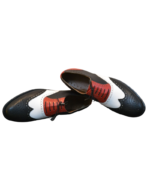 Handcrafted White & Red Leather Wing Tip Brogue Oxford Shoes | Elegant Men's Two-Tone Lace-Up Dress Footwear - Image 5