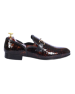 Handmade Brown Color Genuine Alligator Textured Leather Horse Bit Loafers Slip-On Dress Shoes - Image 3