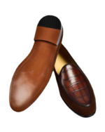 Handmade Brown Leather & Suede Loafers for Men | Premium Slip-On Shoes with Leather Sole - Image 3