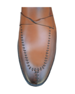 Handmade Tan Brown Color Original Calf Leather Scissor Cut Butterfly Loafers Slip-On Dress Shoes - Image 3