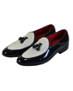 Handmade Black & White Leather Loafers for Men - Genuine Calf Leather | Sizes 7-14 - Image 5