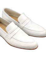Handmade White Color Genuine Leather Apron Toe Loafers Dress Shoes - Image 3