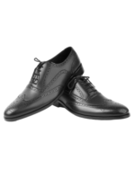 Handcrafted Black Leather Wing Tip Brogue Oxford Shoes | Elegant Men's Lace-Up Dress Footwear - Image 4