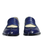 Handmade Blue & White Genuine Calf Leather Loafers – Stylish Split Toe Slip-On Dress Shoes for Men - Image 3
