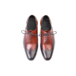 Handcrafted Black & Burgundy Leather Wing Tip Brogue Oxford Shoes | Elegant Men's Two-Tone Lace-Up Dress Footwear