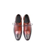 Handcrafted Black & Burgundy Leather Wing Tip Brogue Oxford Shoes | Elegant Men's Two-Tone Lace-Up Dress Footwear