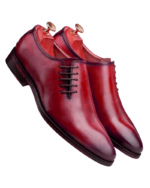 Handcrafted Burgundy Leather Whole Cut Side Lace-Up Oxford Shoes | Elegant Men's Dress Footwear - Image 2
