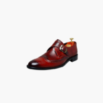 Elegant Handmade Monk Strap Shoes – Maroon Leather (Sizes 7-14)