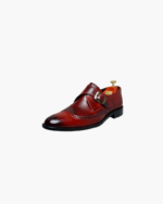 Elegant Handmade Monk Strap Shoes – Maroon Leather (Sizes 7-14)